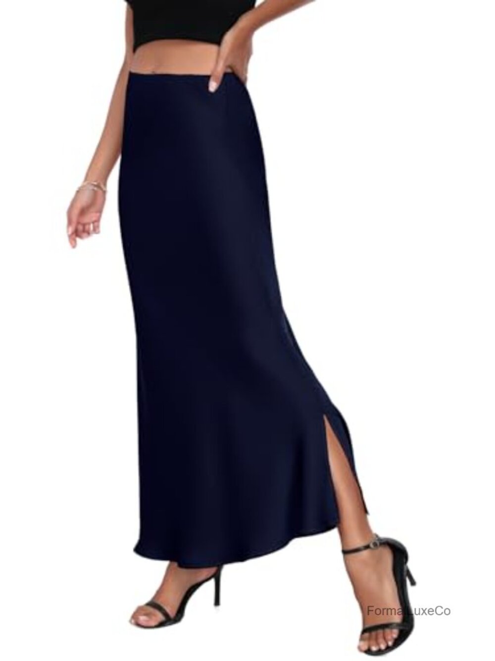 Satin High Waisted Maxi Skirt A Line Flared Party Cocktail